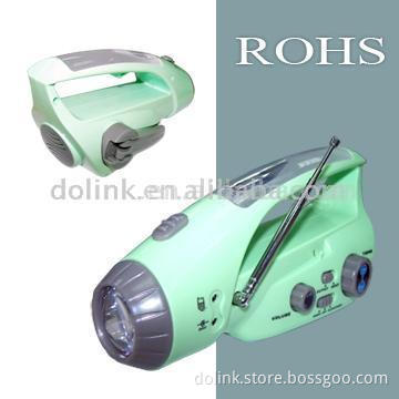 Crank Dynamo LED Flashlights with Radio and Mobile Phone Charger